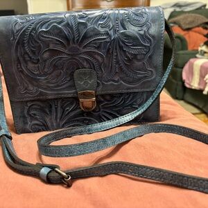 Patricia Nash Navy Floral Crossbody Bag